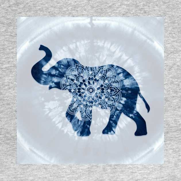 Mandala Elephant Indigo Blue Tie Dye by LittleBean